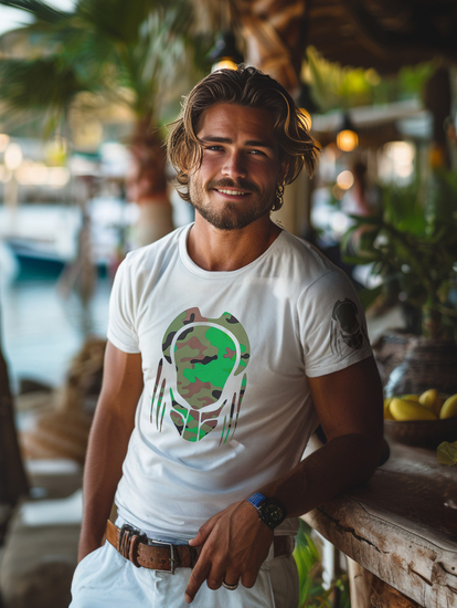 Бяла памучна мъжка тениска с щампа Bolf 192379A2