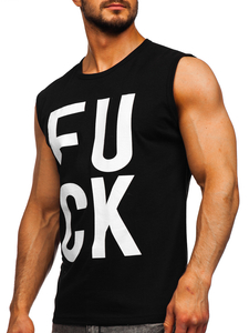 Черен мъжки потник с принт Bolf 14820