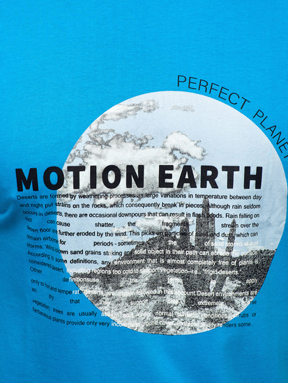 Синя памучна мъжка тениска с щампа Bolf MPO3466