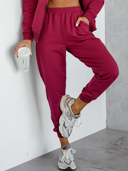 Дамски двуцветен спортен комплект с качулка бордо Bolf 821110