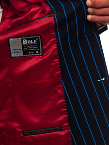 Раирано мъжко сако casual в синьо и тъмносиньо Bolf 1652