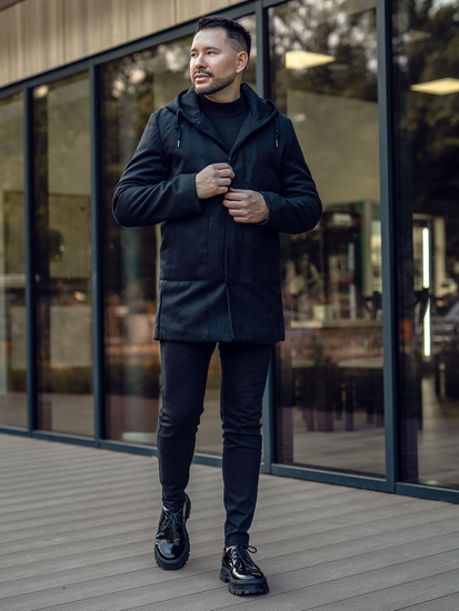 Черно двуредно мъжко зимно палто Bolf 79B3A-197