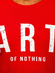 Червена памучна мъжка тениска с принт Bolf 1180