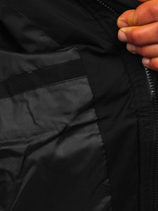 Черно ватирано мъжко зимно яке Bolf HSS047