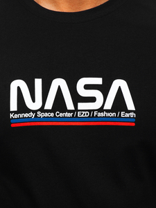 Черна памучна мъжка тениска с принт Bolf 14749