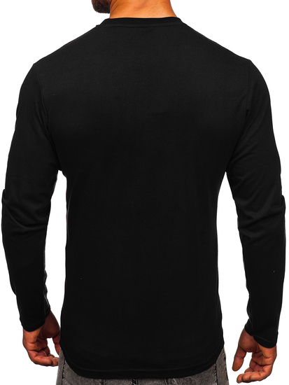 Черна мъжка блуза с дълъг ръкав и принт Bolf 146745