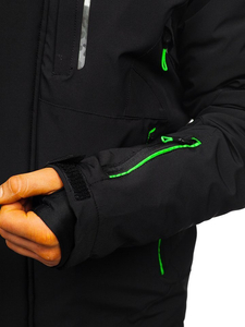 Мъжко зимно яке скиорско черно-зелено Bolf 1910