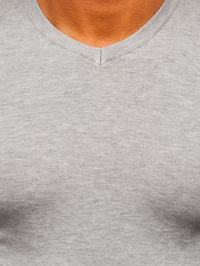 Мъжки пуловер с V-образно деколте от меланж Bolf YY03