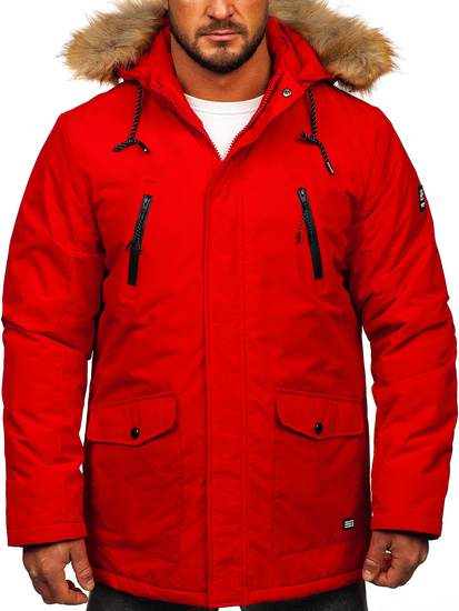 Червена мъжка зимна парка тип Аляска Bolf WX032A