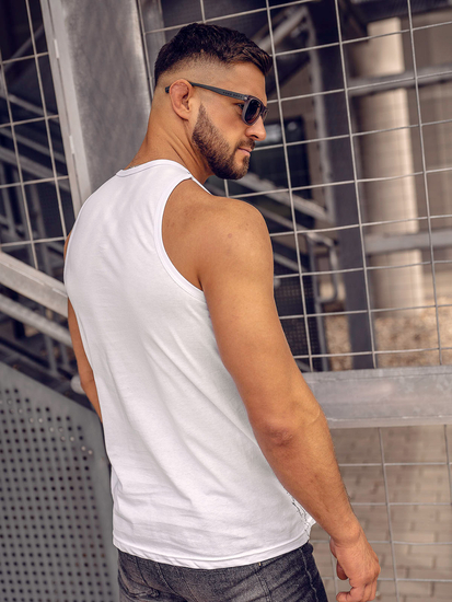 Бял мъжки потник с принт Bolf 14853A