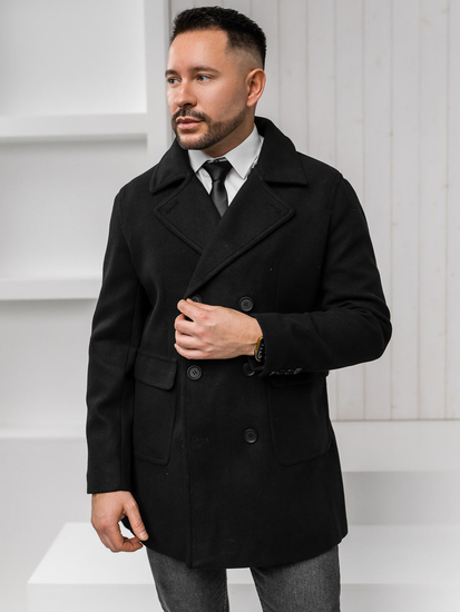 Черно двуредно късо мъжко зимно палто Bolf 11Z8215A1