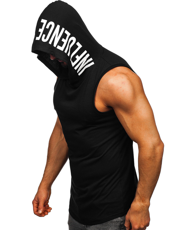 Черна тениска без ръкави с принт Bolf 2537