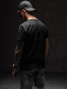 Черна мъжка тениска с принт Bolf Y70005