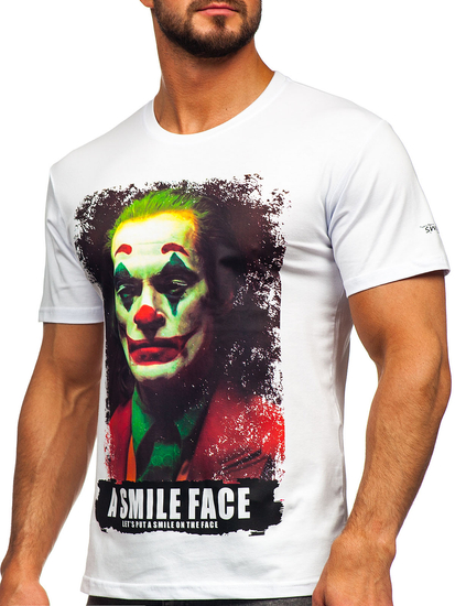 Бяла мъжка тениска с принт Bolf GS2554