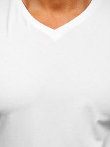 Мъжки longsleeve с V-образно деколте без принт бял Bolf 172008