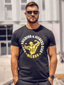 Черна мъжка тениска с принт Bolf Y70015A