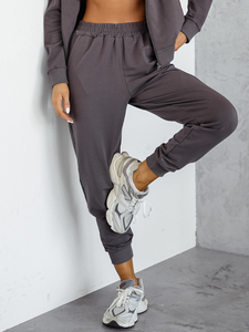 Дамски двуцветен спортен комплект с качулка графитен Bolf 821110