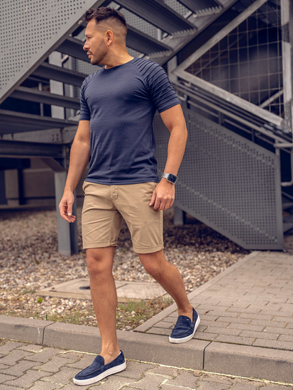 Тъмносиня мъжка тениска без принт Bolf 8T88A