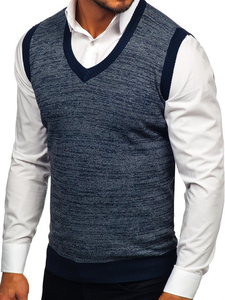 Мъжки пуловер без ръкави тъмносин Bolf 8131