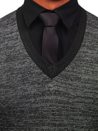 Мъжки пуловер без ръкави черен Bolf 8131