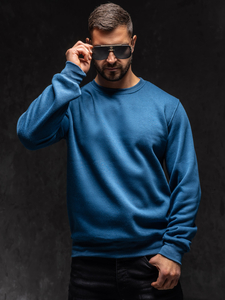 Мъжки суичър с качулка в цвят индиго Bolf 2001A1