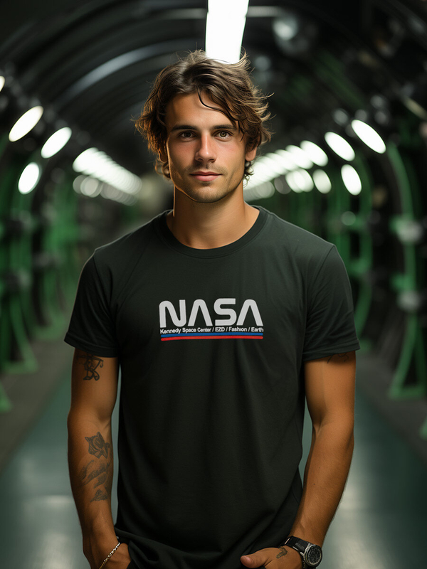 Черна памучна мъжка тениска с принт Bolf 14749A2