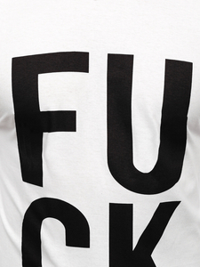 Бяла мъжка блуза с дълъг ръкав и принт Bolf 146740