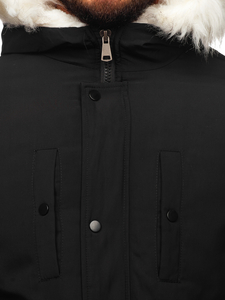 Черно мъжко зимно яке тип парка Bolf JP5832