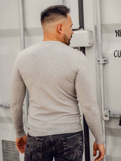 Мъжки пуловер с V-образно деколте от меланж Bolf YY03