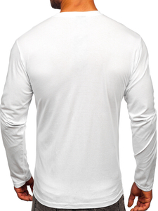 Бяла мъжка блуза с дълъг ръкав и принт Bolf 146740