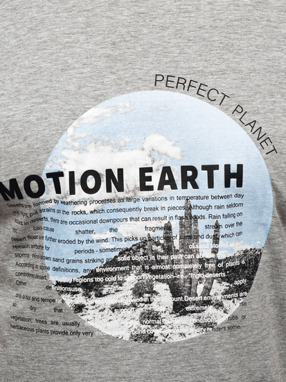 Сива памучна мъжка тениска с щампа Bolf MPO3466