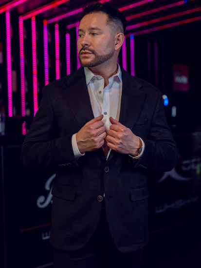 Мъжко кадифено черно яке Bolf 24410