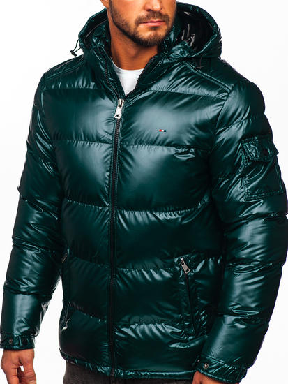 Зелено капитонирано мъжко зимно спортно яке oversize Bolf EX2138B