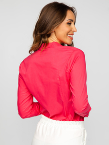 Розова дамска изчистена риза с дълъг ръкав Bolf HH039