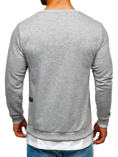 Mъжки суитшърт без качулка с принт сив Bolf 11114