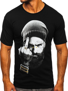 Черна мъжка тениска с принт Bolf 142175