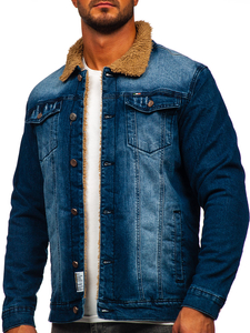 Тъмносиньо подплатено дънково мъжко яке Bolf MJ520BS