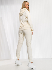 Дамски анцуг с кадифе в цвят екрю от две части Bolf 8C1176