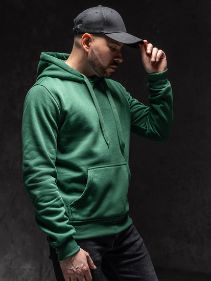 Тъмнозелен мъжки суичър тип кенгуру с качулка Bolf 2009A1