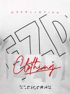 Бяла мъжка памучна тениска с принт Bolf 14748