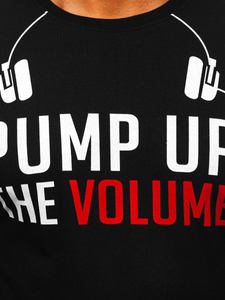 Мъжка тениска с дълъг ръкав с принт черна Bolf 1219