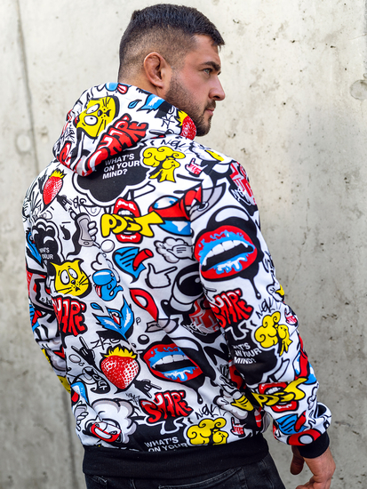 Многоцветен с принт мъжки суитшърт с качулка Bolf 141003