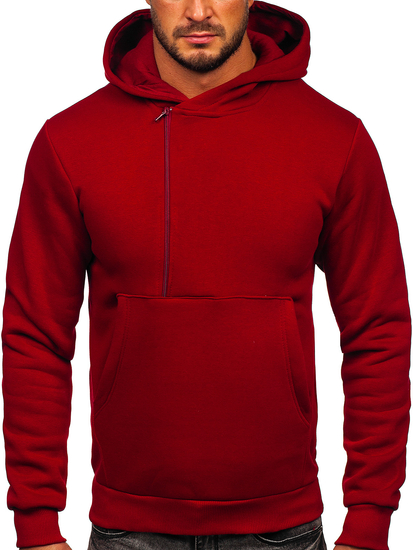 Мъжки суитшърт с качулка в цвят бордо Bolf 02