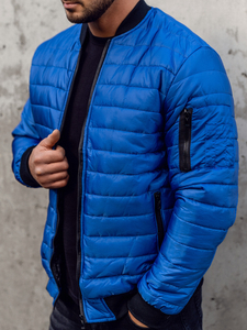 Синьо преходно мъжко яке капитонирано бомбър Bolf MY-02