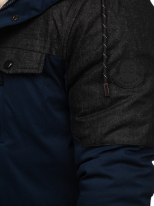 Тъмносиньо мъжко зимно яке тип парка Bolf 22M116