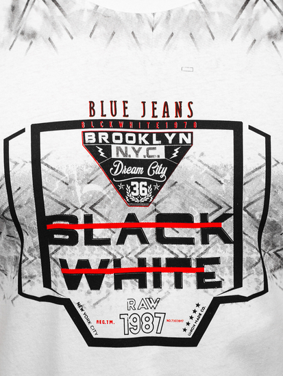 Мъжка тениска с принт бяла Bolf 14207