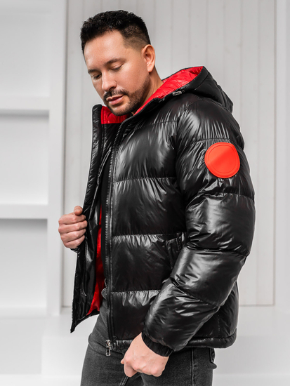 Черно ватирано мъжко зимно яке Bolf 5M3198