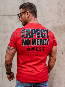 Червена мъжка тениска с принт Bolf 2291A