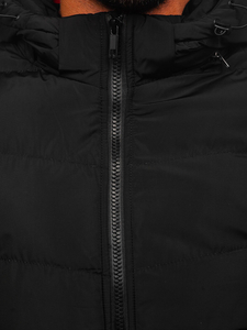 Черно капитонирано мъжко зимно яке Bolf 6971