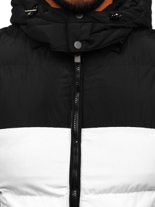 Бял капитониран мъжки елек с качулка Bolf 1189